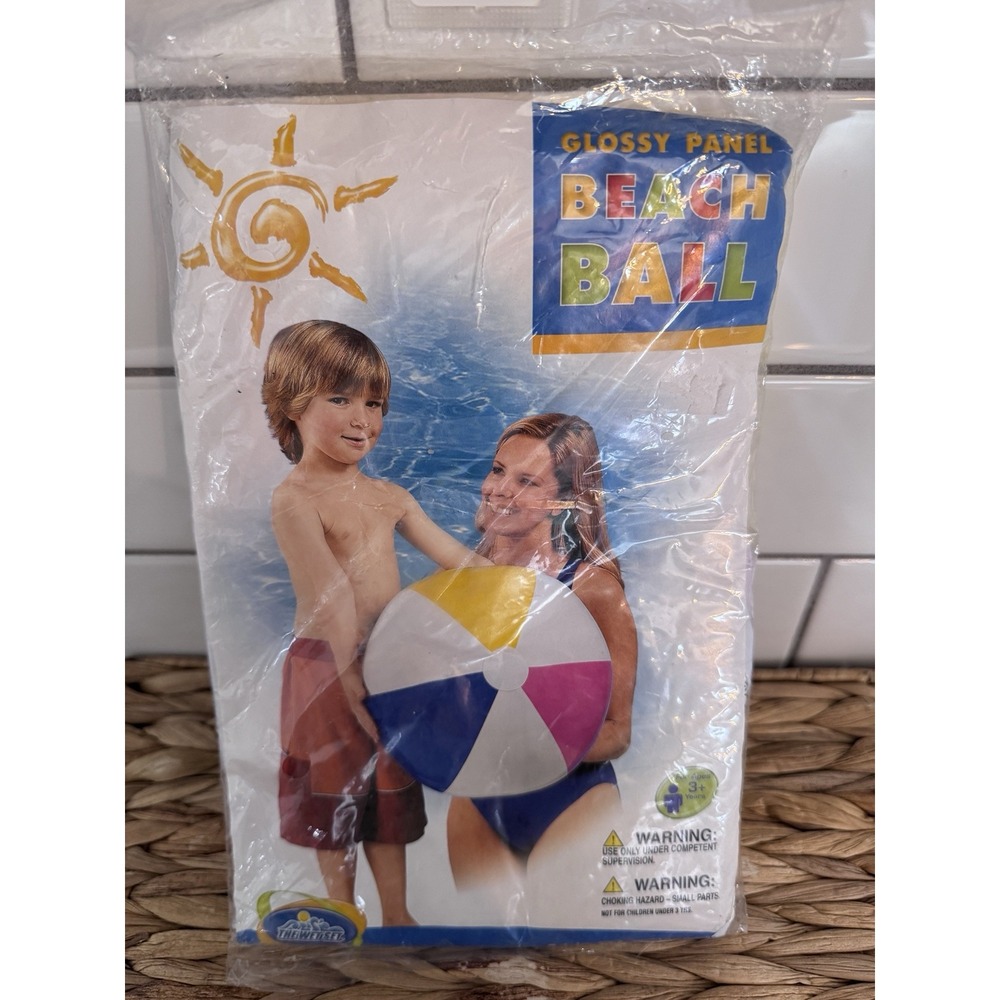 Vintage 2009 Intex The Wet Set 24" Beach Ball #59030 White Pink Yellow‎ Blue